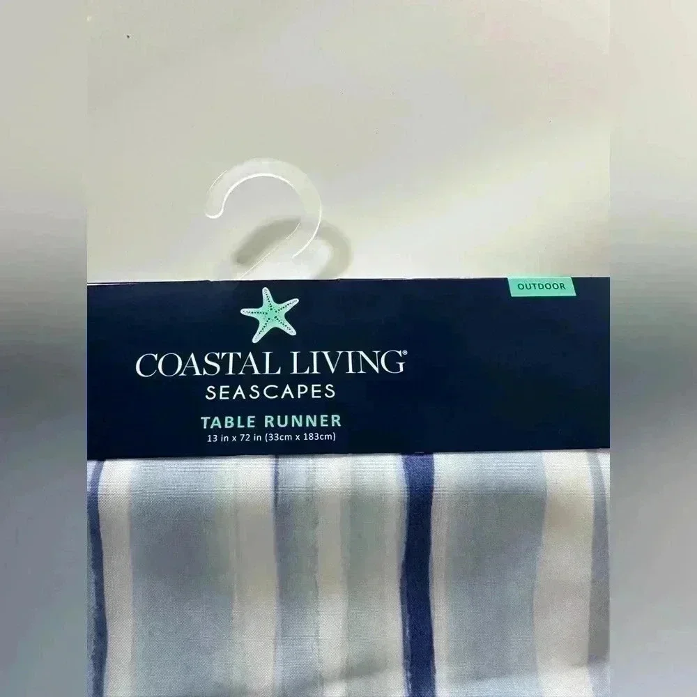 Coastal Living Seascapes Outdoor Table Runner Beach Ocean Tropical 13” X 72” NEW
